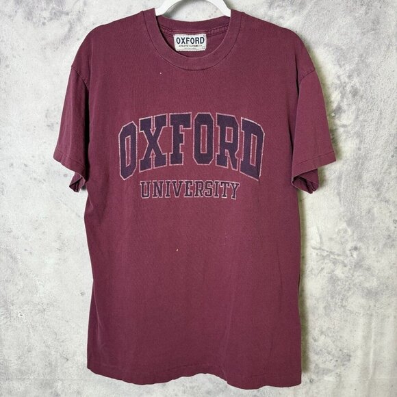 Vintage Oxford University T Shirt Mens Large Red 90s Short Sleeve - Picture 2 of 8